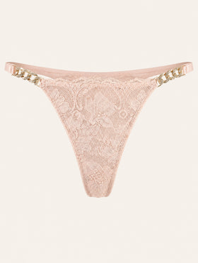 Pink Lace Bodysuit with Sheer Chain Detailing-Panty-Bellascena-Pink-S/M-bellascena