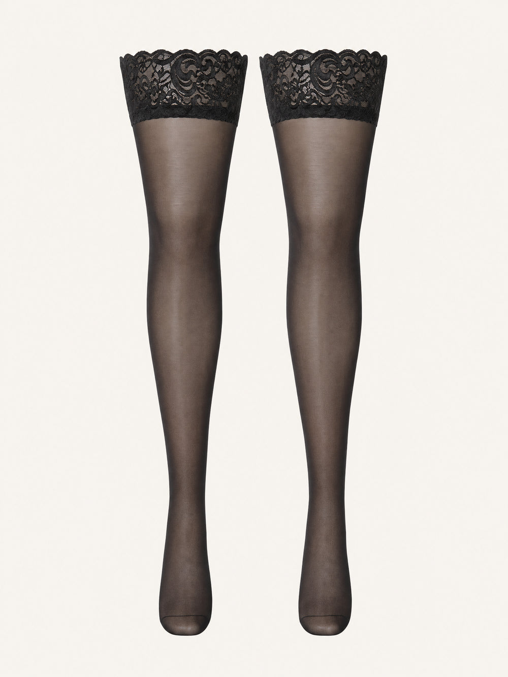 Collant in tulle nero con motivo in pizzo, taglie forti