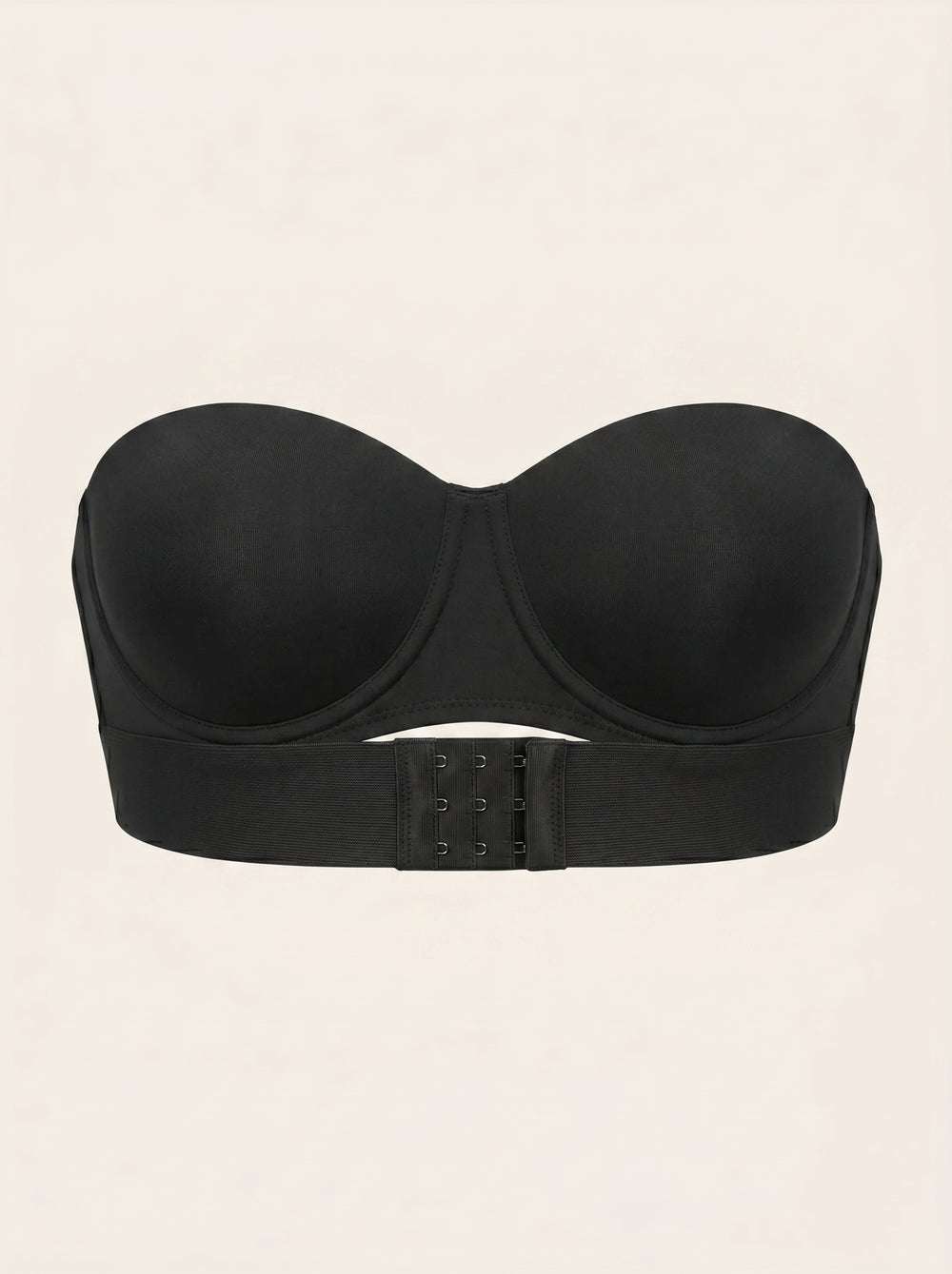 Push-Up Black Satin Strapless Bra with Seamless Fit