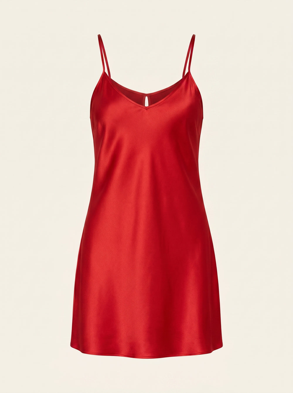 Red Satin Nightgown with Sheer Elegance