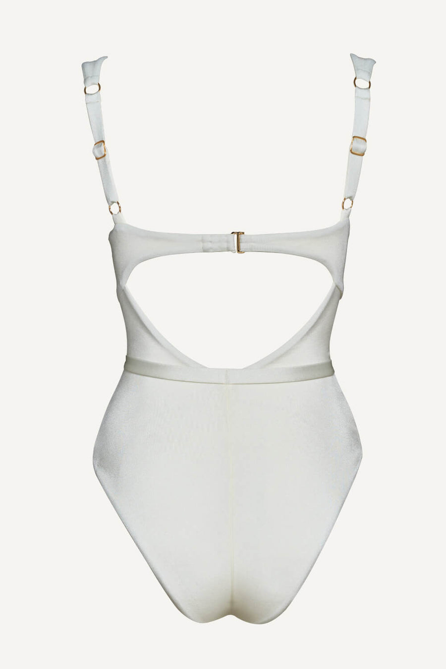 Ruched Deep Blue Satin One-Piece Swimsuit with Belted Accents-One-Piece Swimsuit-Bellascena-bellascena