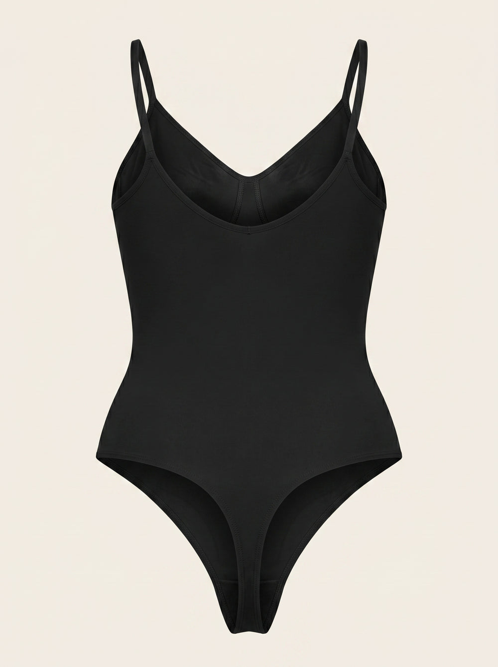 Seamless Black Matte Bodysuit with Straps