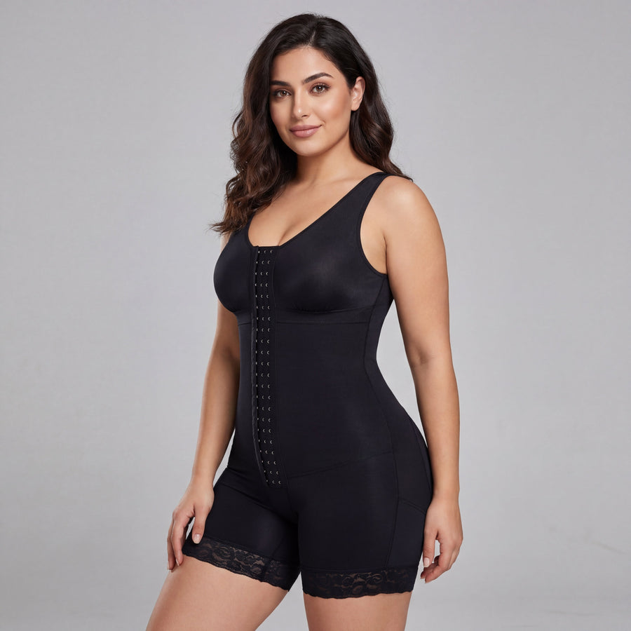 Seamless Black Nylon Shapewear with Built-in Bra-Shapewear-Bellascena-bellascena