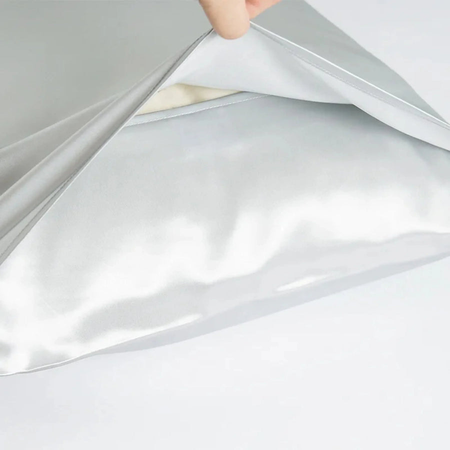 Soft Silver Satin Pillowcase with Smooth Texture-Pillowcase-Bellascena-bellascena