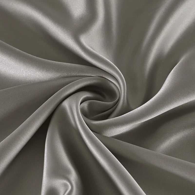 Soft Silver Satin Pillowcase with Smooth Texture-Pillowcase-Bellascena-Dark Gray-50x70 cm-bellascena