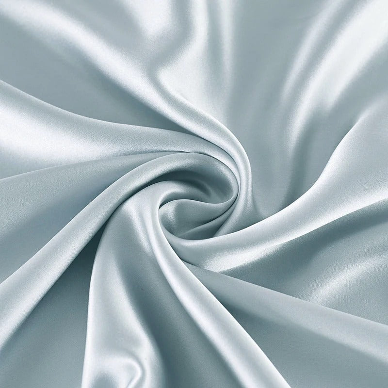 Soft Silver Satin Pillowcase with Smooth Texture-Pillowcase-Bellascena-Sky Blue-50x70 cm-bellascena