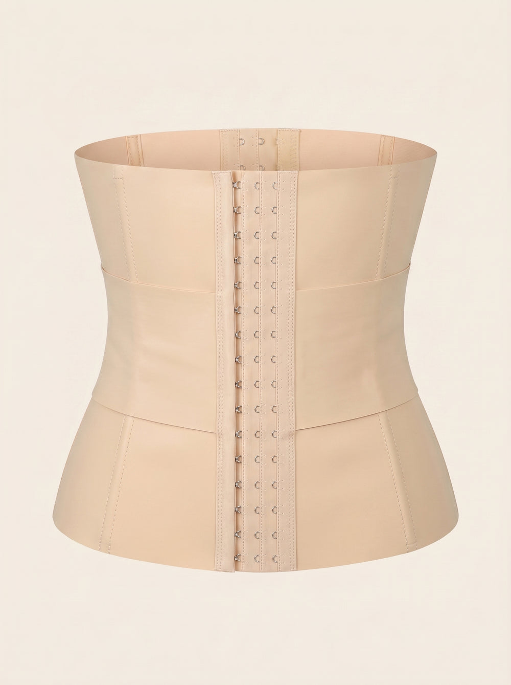 Corsetto modellante in raso beige tinta unita con chiusura a gancetti ed occhielli
