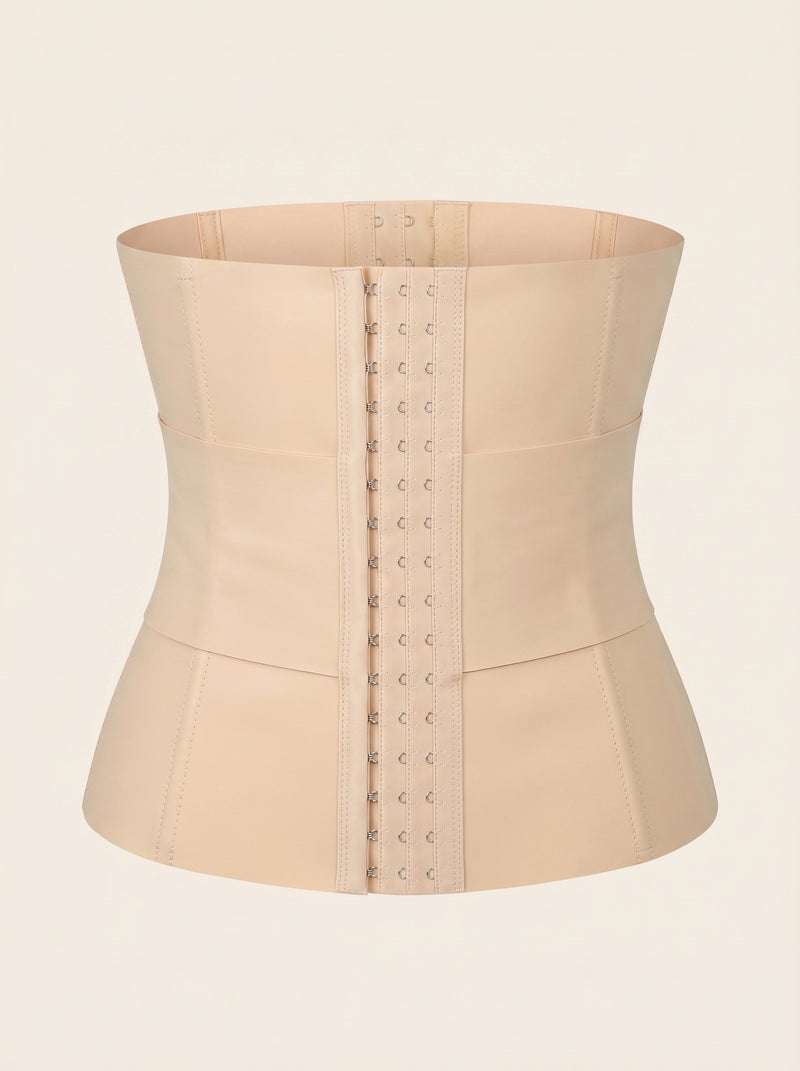Corsetto beige a tinta unita in raso con dettagli trasparenti e fasce