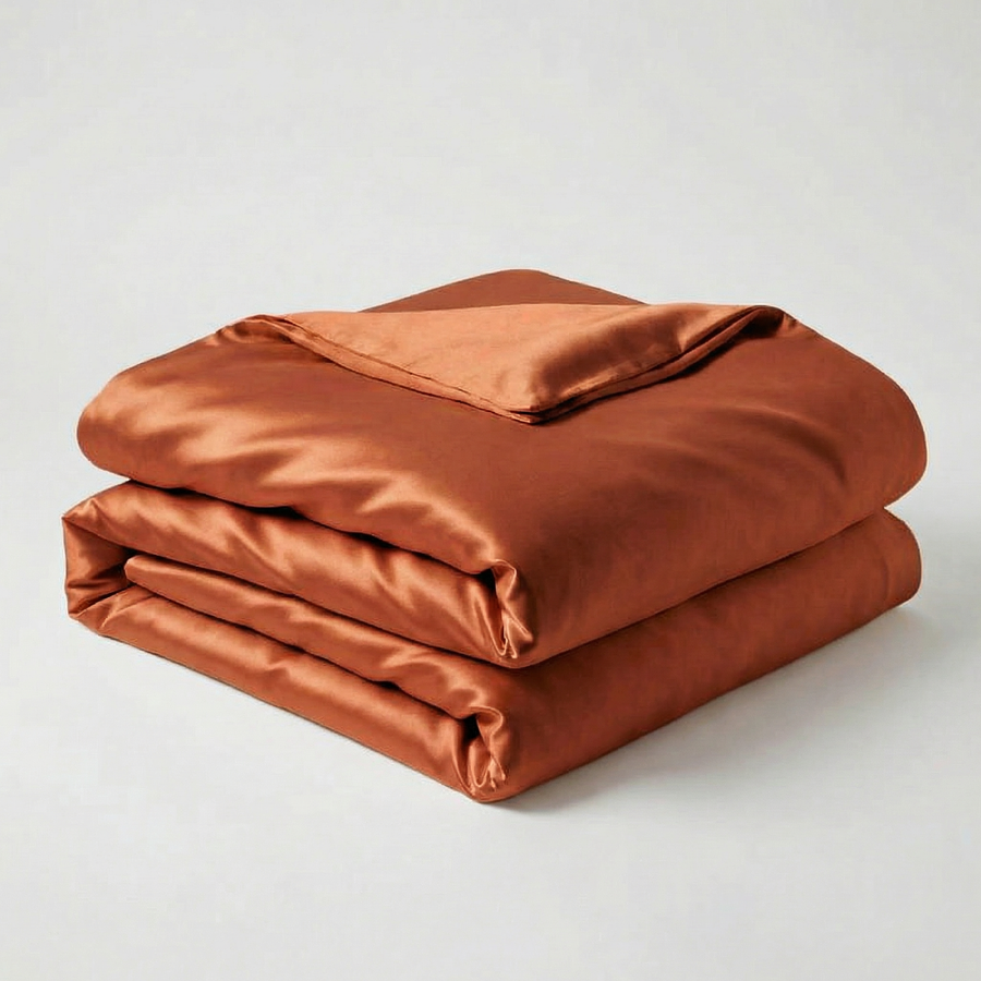 Solid Black Satin Duvet Cover with Glossy Finish-Duvet Cover-Bellascena-Bronze-150x200cm-bellascena