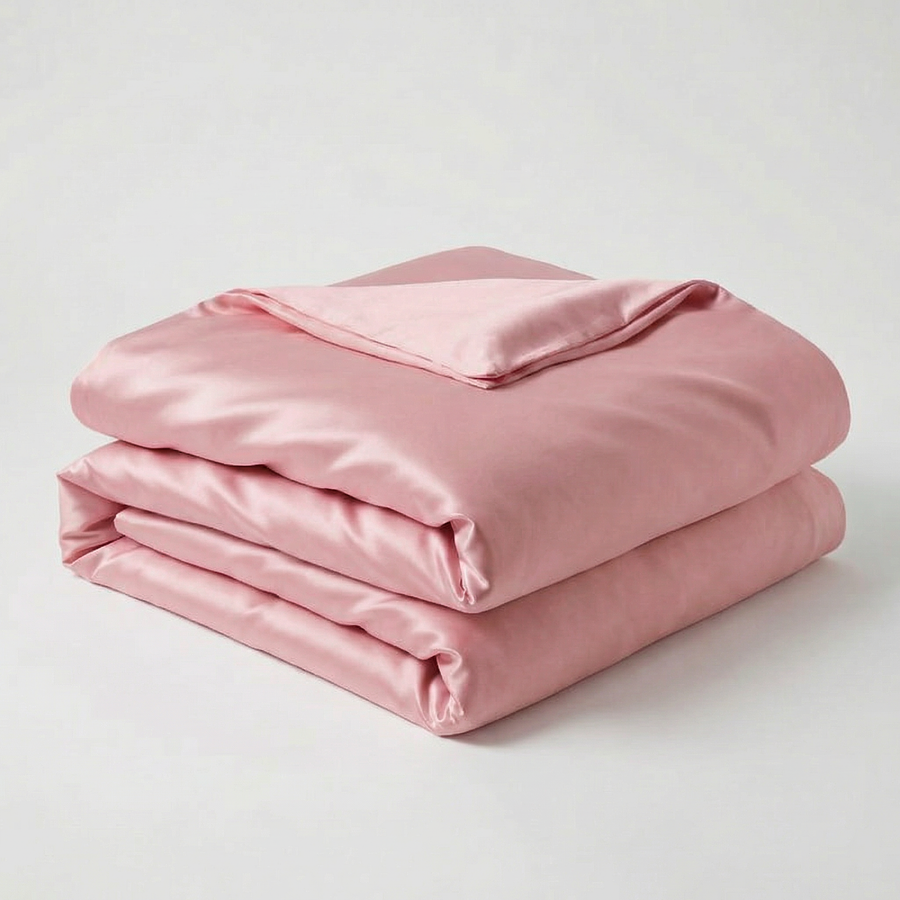Solid Black Satin Duvet Cover with Glossy Finish-Duvet Cover-Bellascena-Pink-150x200cm-bellascena