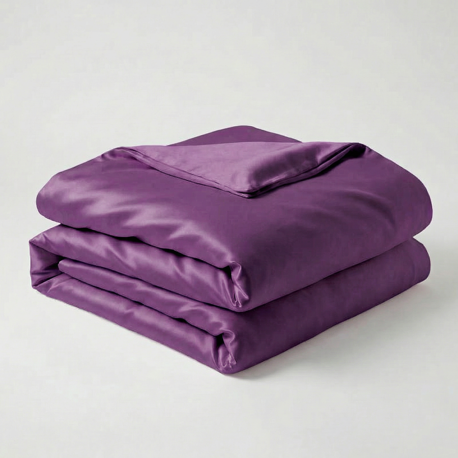 Solid Black Satin Duvet Cover with Glossy Finish-Duvet Cover-Bellascena-Purple-150x200cm-bellascena