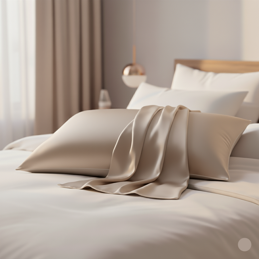 Solid Gray Satin Pillowcase with Luxury Touch-Pillowcase-Bellascena-Beige-40x40 cm-bellascena