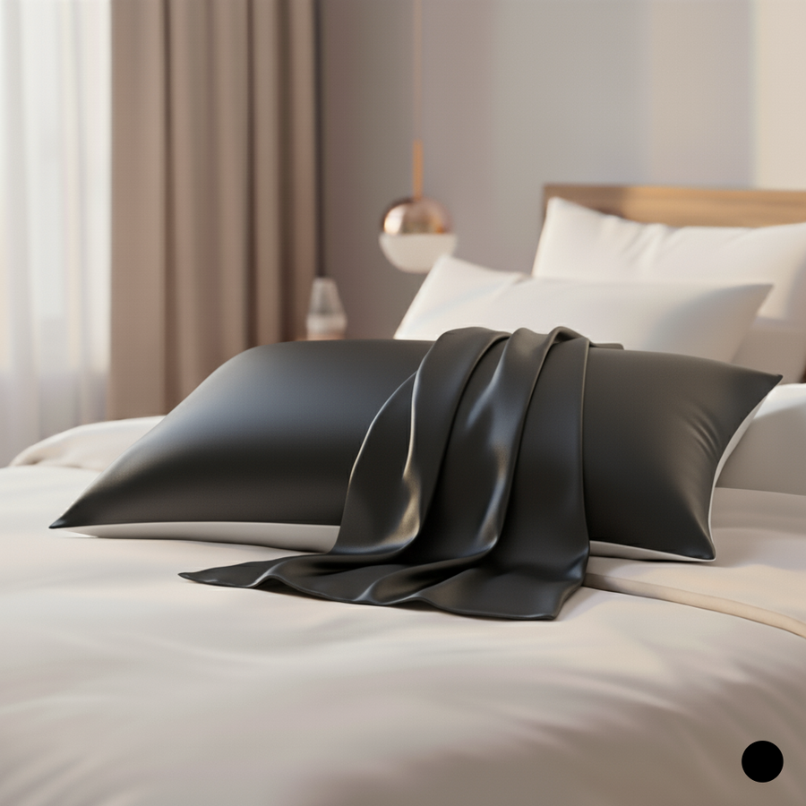 Solid Gray Satin Pillowcase with Luxury Touch-Pillowcase-Bellascena-Black-40x40 cm-bellascena