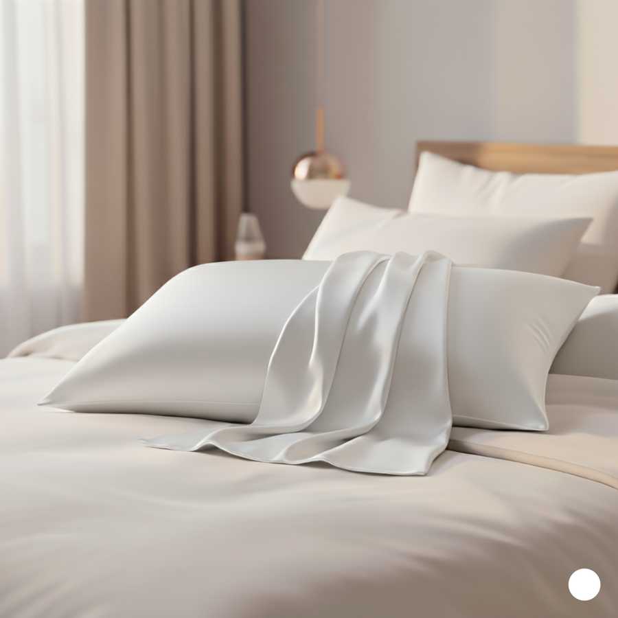 Solid Gray Satin Pillowcase with Luxury Touch-Pillowcase-Bellascena-White-40x40 cm-bellascena