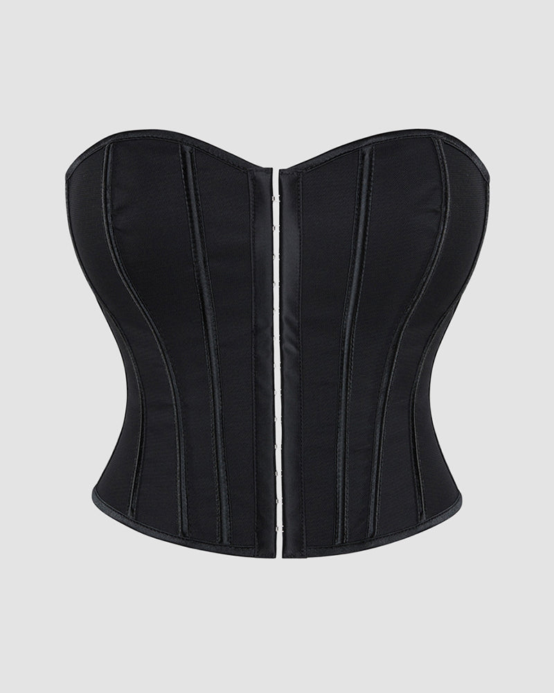 Sophisticated Black Satin Corset with Boned Structure-Corset-Bellascena-bellascena