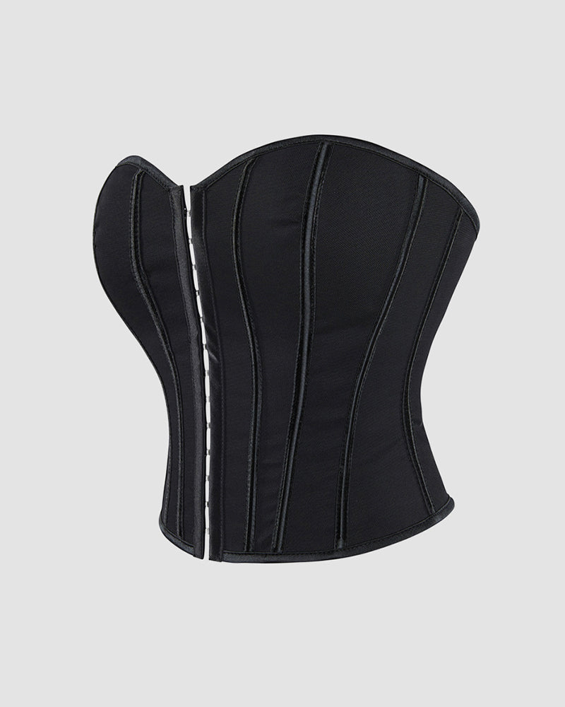 Sophisticated Black Satin Corset with Boned Structure-Corset-Bellascena-bellascena
