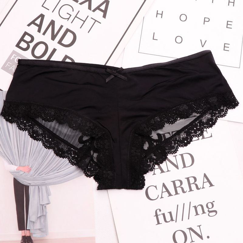 Strappy Black Mesh Panty with Lace Trim-Panty-Bellascena-bellascena