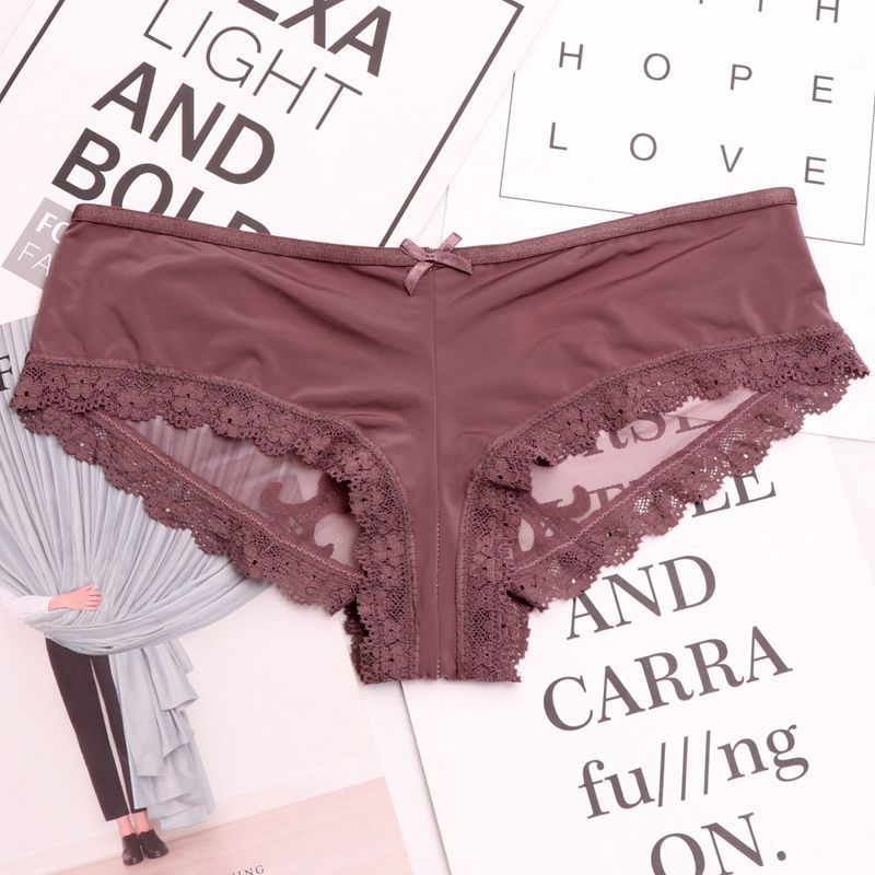 Strappy Black Mesh Panty with Lace Trim-Panty-Bellascena-Brown-S/M-bellascena