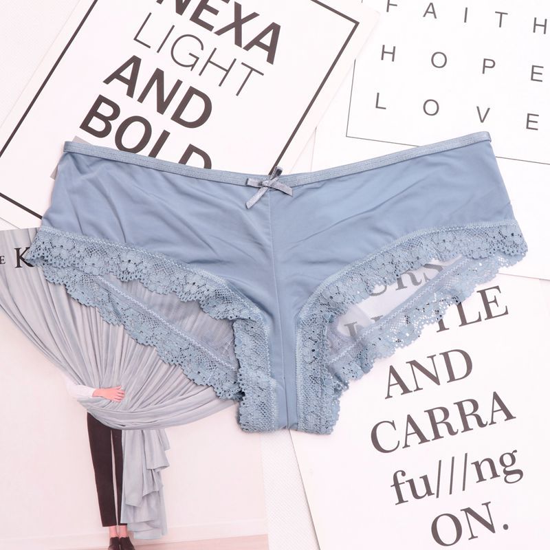 Strappy Black Mesh Panty with Lace Trim-Panty-Bellascena-Light Blue-S/M-bellascena