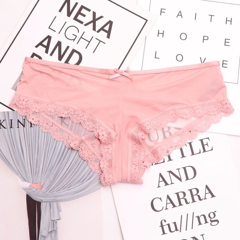 Strappy Black Mesh Panty with Lace Trim-Panty-Bellascena-Pink-S/M-bellascena