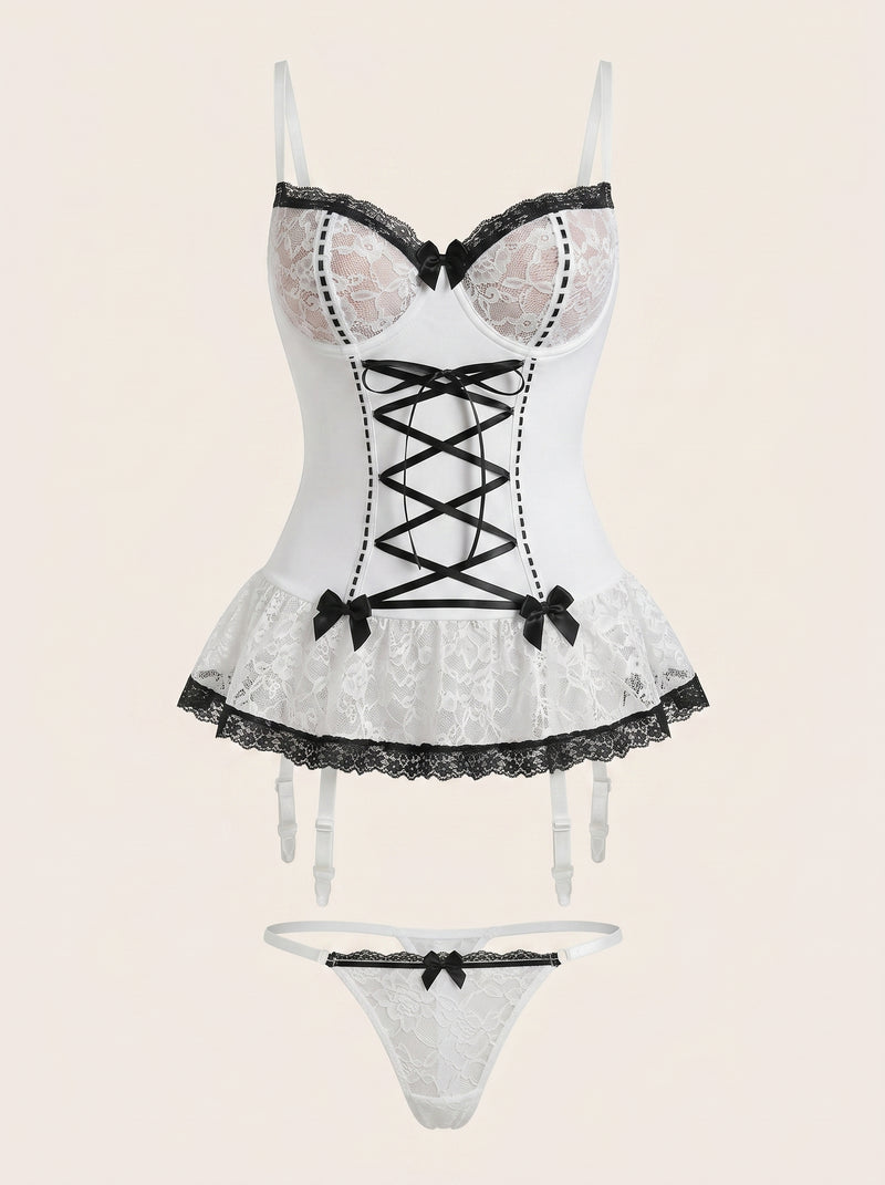Strappy Bow Detail Lingerie Set