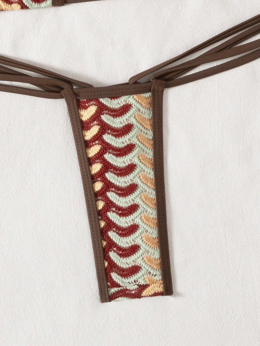 Strappy Multicolor Knit Bodysuit with Cutout Design-Bodysuit-Bellascena-bellascena