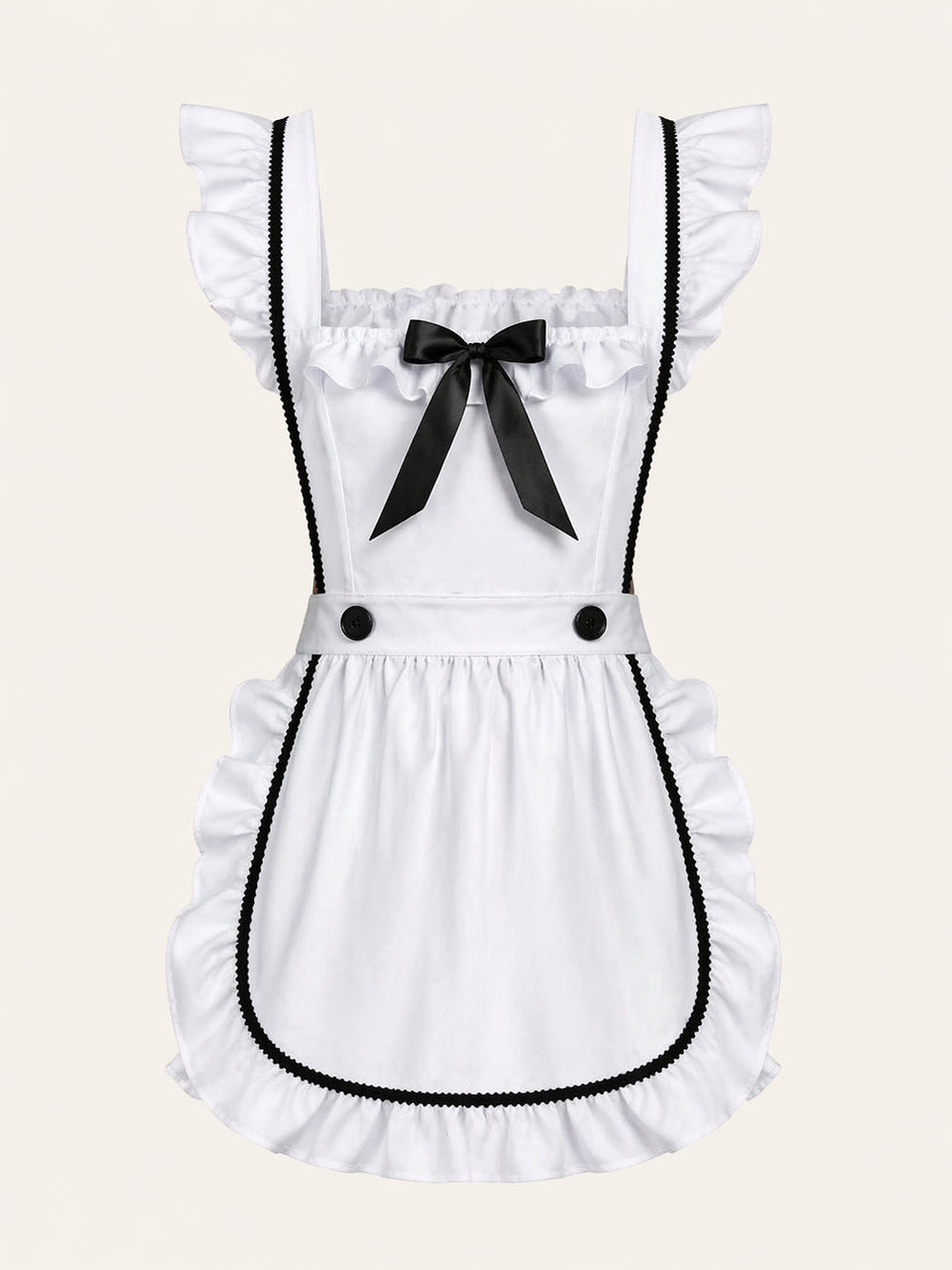 White Cotton Maid Apron with Bow Detail