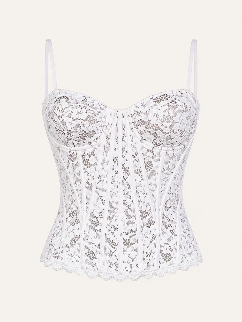 Corsetto bianco in pizzo con struttura con ferretto