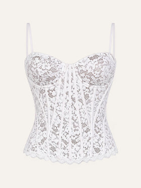 Strappy White Lace Bodysuit with Underwire Design-Bodysuit-Bellascena-White-S-bellascena