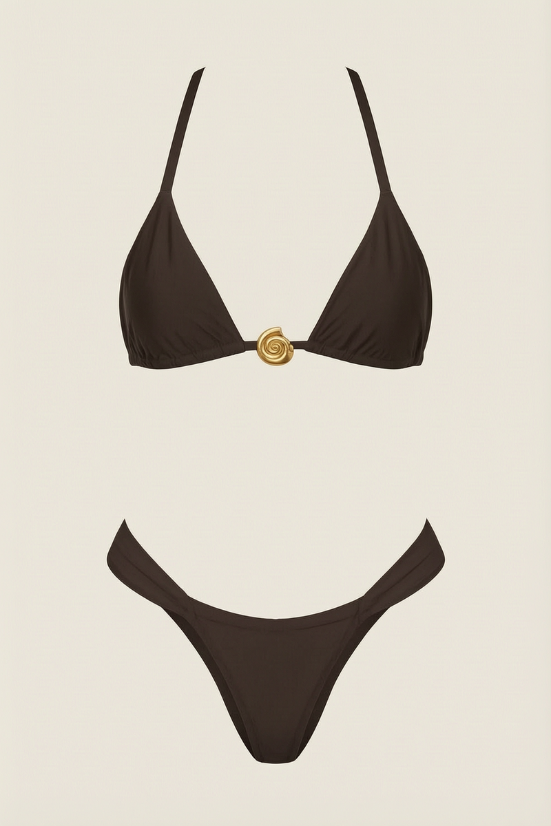 Triangle Halter Set with Gold Shell