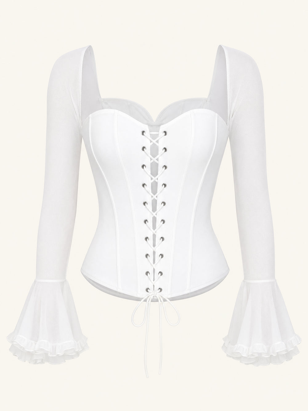 Corsetto bianco in cotone con dettagli con stringhe