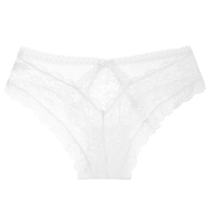White Floral Lace Panty with Scalloped Edges-Panty-Bellascena-bellascena