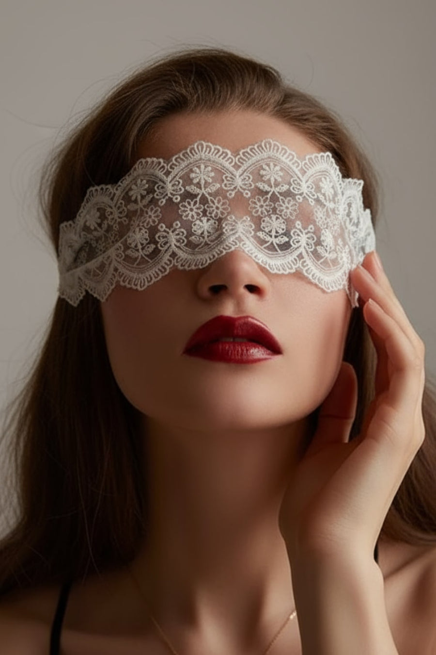 White Lace Eye Mask with Scalloped Edges-Eye Mask-Bellascena-bellascena