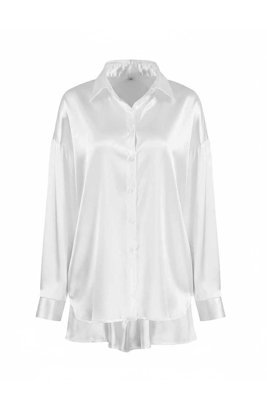 White Satin Pajama Set with Ruffle Hem-Pajama Set-Bellascena-bellascena