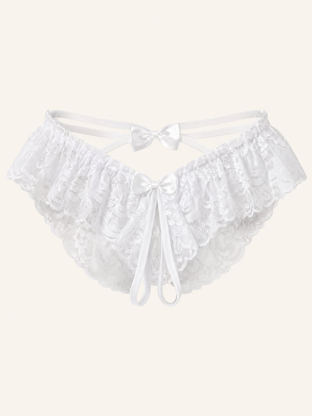 Wit-zwarte kanten slip met strikdetail