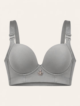 Wide Strap Gray Satin Bra with Underwire Support-Bra-Bellascena-Gray-75A-bellascena