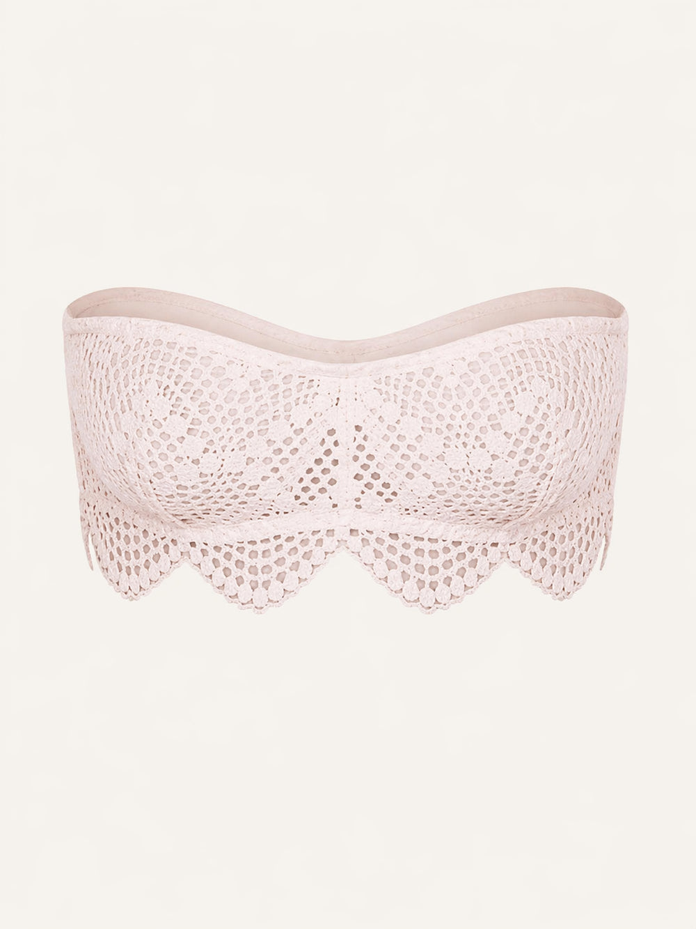 Reggiseno in pizzo rosa pallido senza ferretto con dettaglio con spalline