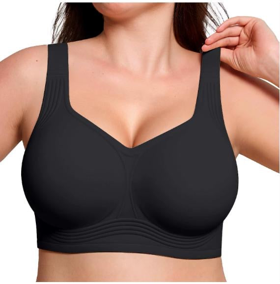 Wireless Seamless Black Matte Bra with Strappy Design-Bra-Bellascena-bellascena