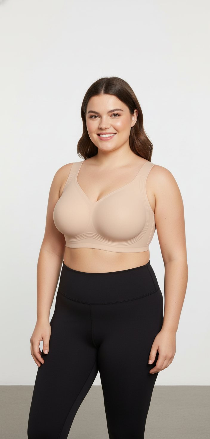 Wireless Seamless Black Matte Bra with Strappy Design-Bra-Bellascena-Beige-M-bellascena