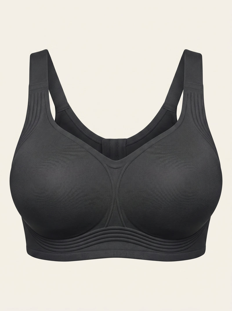 Sujetador negro mate sin costuras y sin aros con diseño de tiras