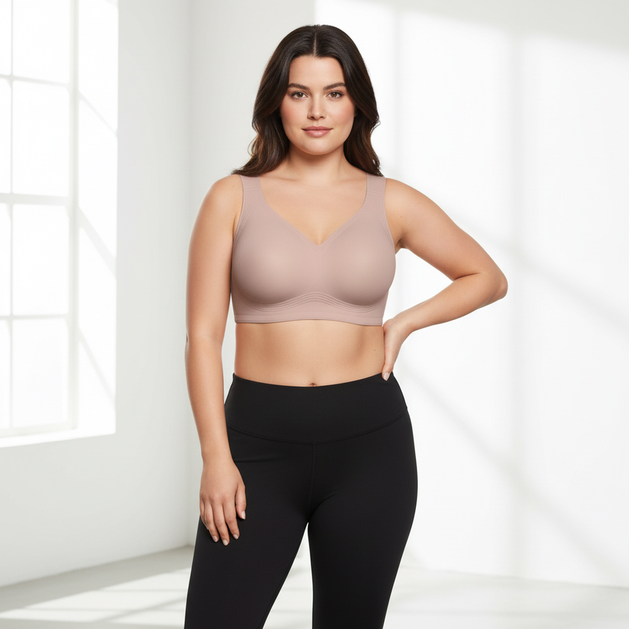 Wireless Seamless Black Matte Bra with Strappy Design-Bra-Bellascena-Pink-M-bellascena