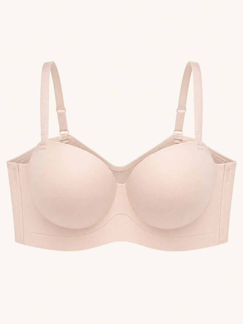 Wireless Seamless Light Blue, Beige, Black Synthetic Bra Set with Strapless Design